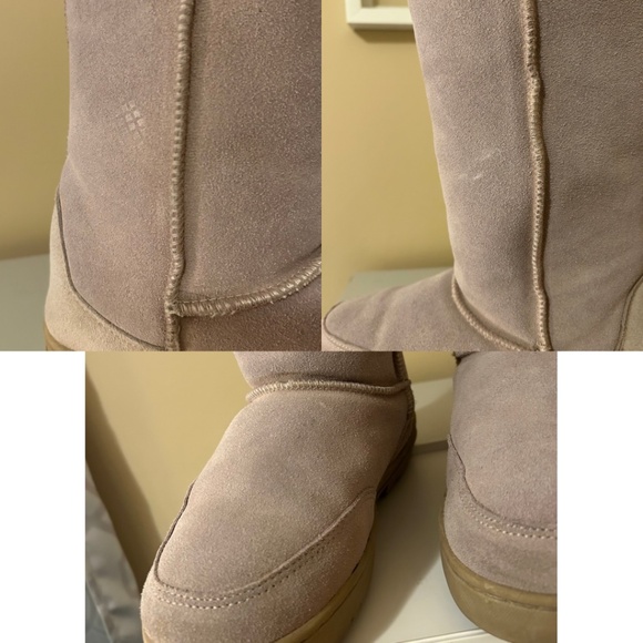 BearPaw Sheepskin Suede Meadow 10β Boots Stone Grey Size 8 EUC - Picture 10 of 13